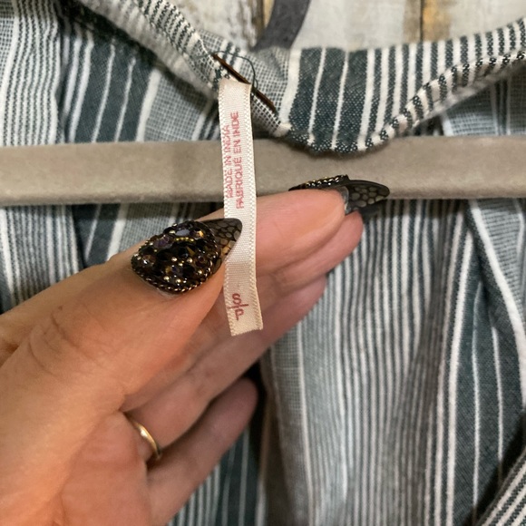 Free people Aleida sage green striped puff sleeve mini dress S - Picture 10 of 10